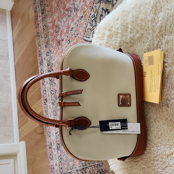 NWT Dooney & Bourke Ivory Zip Zip Pebbled Leather Satchel π€π€π - Picture 14 of 16